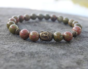 Unakite bracelet for lithotherapy