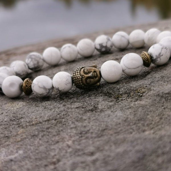 Bracelet en Howlite avec fermeture elastique