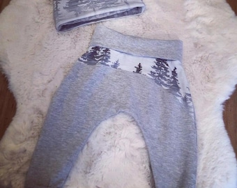 Organic color block harem pants baby and toddler