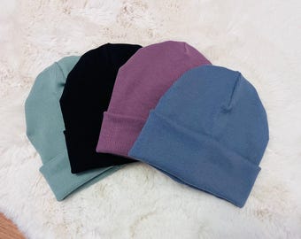 Organic Ribbed Knit Kids Beanie