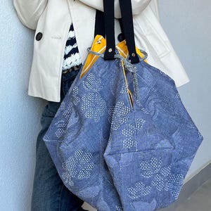 Grand sac bandoulière réversible - Pochette femme - Sac en jean - Sac de luxe - Cadeau femme - Sac de voyage - Sac à dos femme