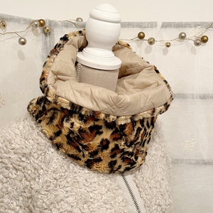 REVERSIBLE SPOTTED COLLAR-Double Face Cowl Collar-Faux Fur/Waterproof Quilted Collar-Warm High Collar-Christmas Gift
