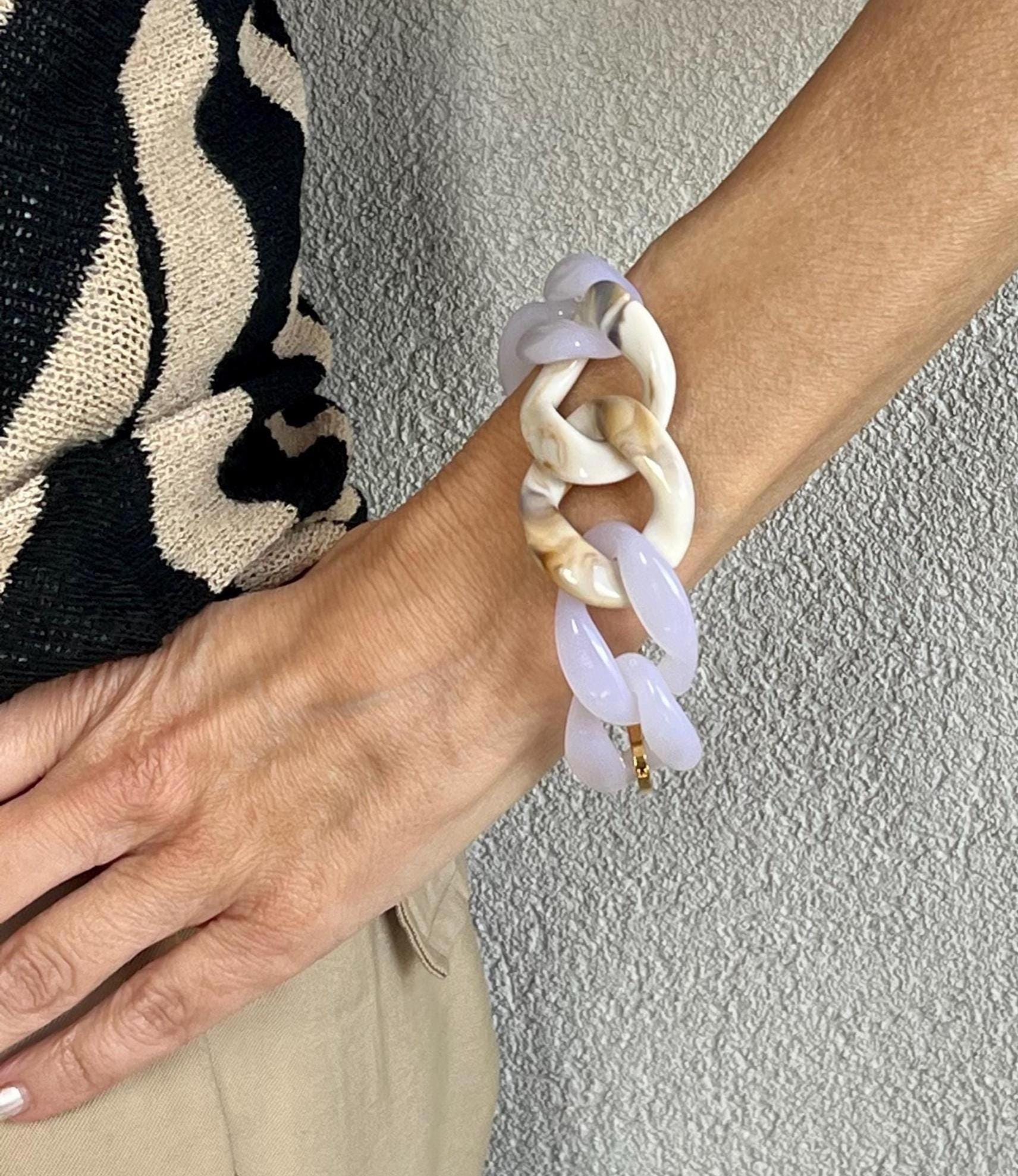 Bracelet Large Géométrique En Acrylique - Ouvert, Ajustable - Design Artistique Moderne - Accessoire Déclaration Pour Femme