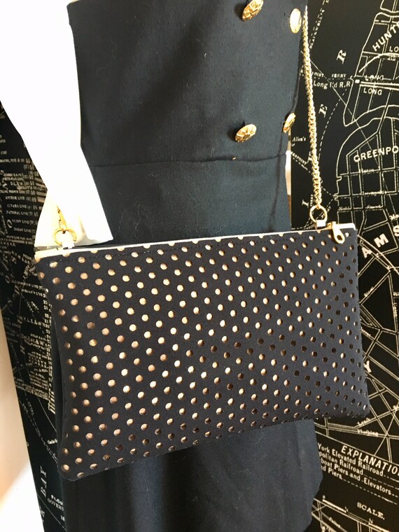 BLACK NEOPRENE Bag perforated Neoprene Bag black gold Bag