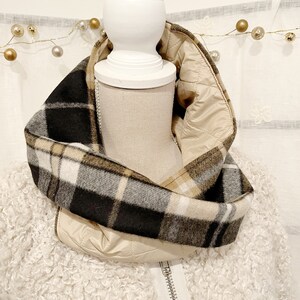 REVERSIBLE TARTAN COLLAR-Double Face Ring Collar-Waterproof Wool/Quilted Collar-Warm High Collar-Padded Collar-Christmas Gift