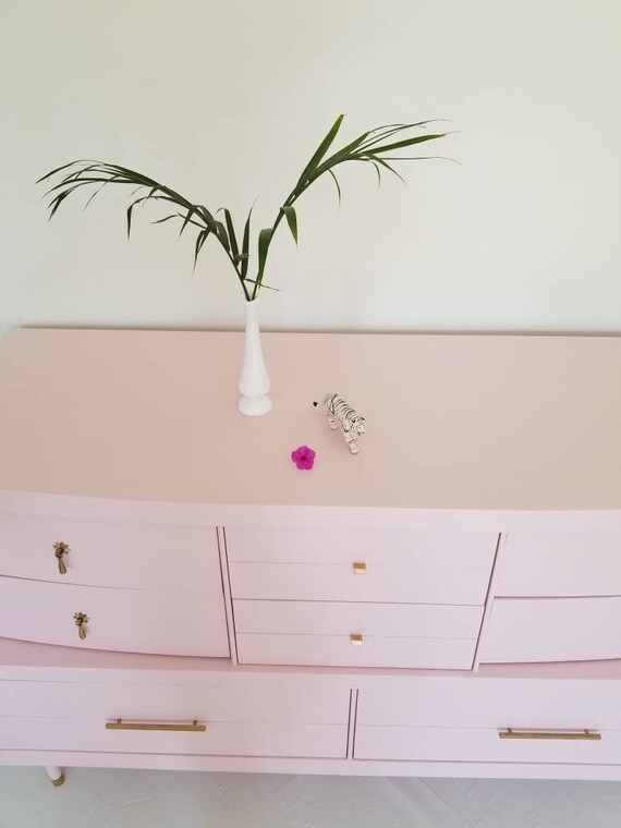 pink and silver dresser Rococo Princess Bedroom Furniture Wind Pink Silver Foil Wooden Dresser 7 Drawers with Mirror
