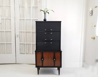 Sold##Beautiful mid century modern dresser, vintage mcm walnut dresser,  painted mid century dresser,  painted dresser nj NYC