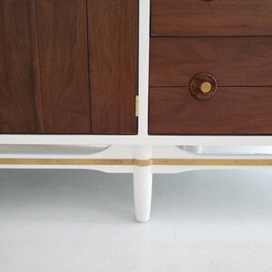 Sold##Beautiful mid century dresser credenza, walnut dresser, Scandinavian dresser, sideboard, white and wood dresser, dresser nj nyc image 6
