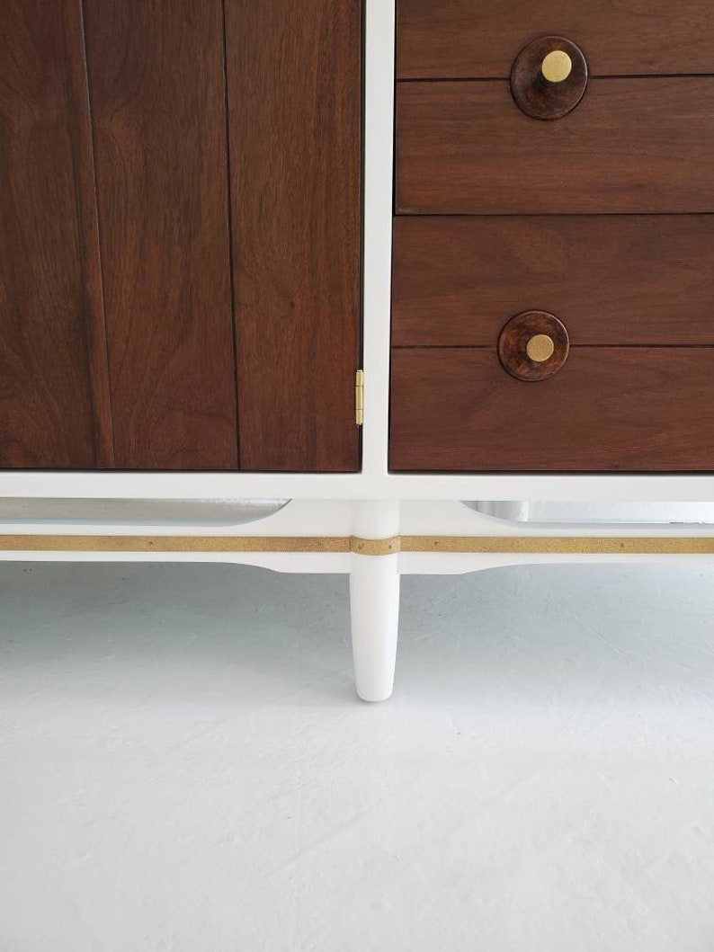 Sold##Beautiful mid century dresser credenza, walnut dresser, Scandinavian dresser, sideboard, white and wood dresser, dresser nj nyc image 6