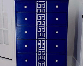 Sold##Awsome dresser, #vintage painted dresser,  painted furniture NJ & NYC, modern, blue, white, Graphic Greek Key