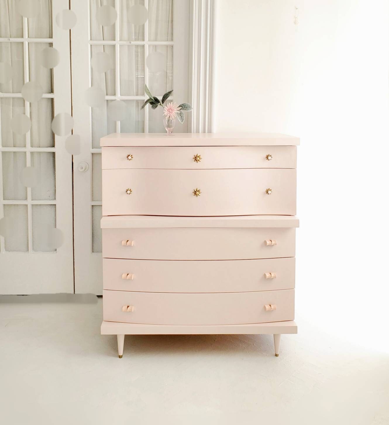 Blush Pink Mid Century Dresser Vintage Mid Century Dresser Mcm