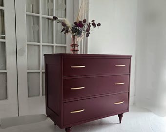 Mid Century Dresser, Burgundy Dresser, Vintage Mcm, Art Deco Bureau, Chest  of Drawers, Mauve, Vintage Vibes Dresser Nj Nyc - Etsy