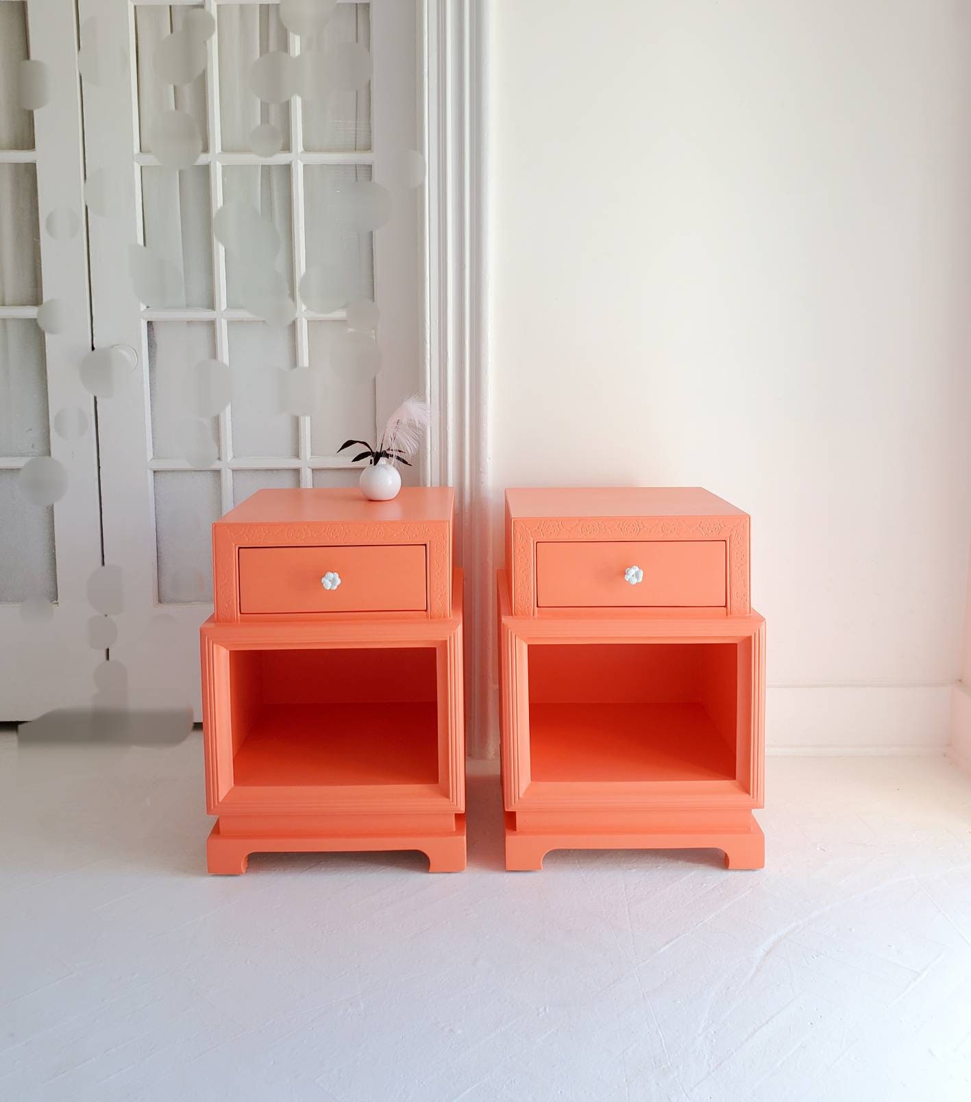 Beautiful Art Deco Nightstands Sold Vintage Chinoserie End Tables