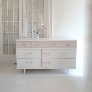 Pretty vintage mid century dresser credenza,  vintage dresser,  white dresser, Scandinavian style, boho style, dresser nj nyc