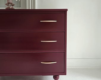 burgundy painted dresser Antique Victorian Red & Black Rose Dresser with Mirror –  reimaginedbyelizabethanne.com main image 0