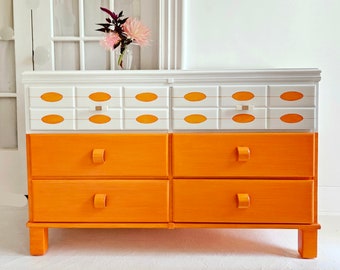 orange dresser for sale happiness, orange dresser, citrus crush, orange dreams, 1960s, mod, preppy  furniture, 1970s, boho, vintage vibes, love, dresser, nj nyc