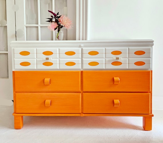 painted orange dresser 6 Orange Furniture Makeovers