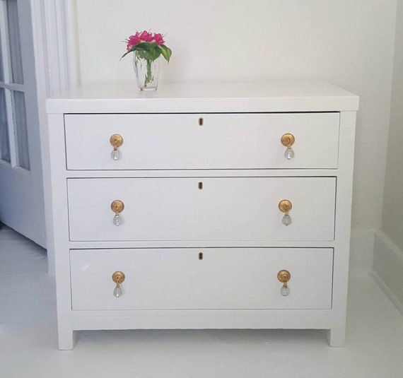 Beautiful Dresser White And Gold Vintage Dresser Painted Etsy