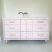 Sold. ##Mid century modern dresser credenza, vintage dresser painted Blush pink, 9 drawer  dresser, millennial pink, palm regency, #Kylie 
