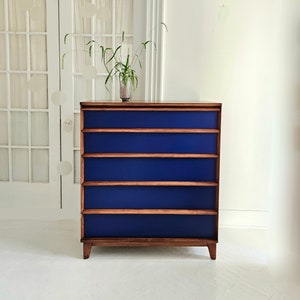 red and blue dresser White Red and Blue Chest of Drawers, 1970s