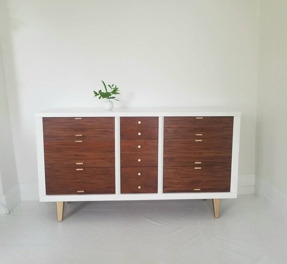 Sold Lovely Mid Century Modern Dresser Credenza White Etsy