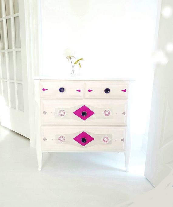 Marrakesh Dresser Pink Moroccan Chest Fushia And Blush Boho Etsy