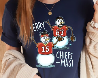 Merry Chiefsmas Snowman Shirt, Travis Kelce Patrick Mahomes Sweatshirt, Kansas City Football Christmas Hoodie, Kansas Christmas Fan Gift