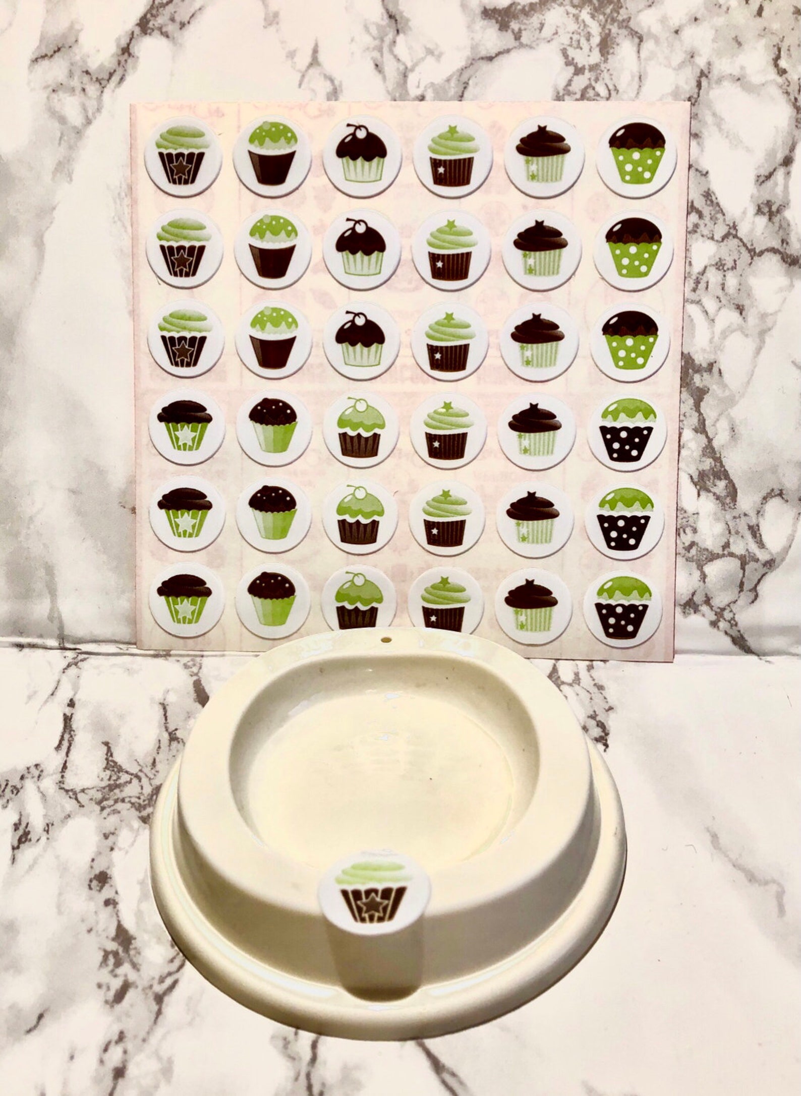 36 Cupcake Coffee lid hole stickers Etsy