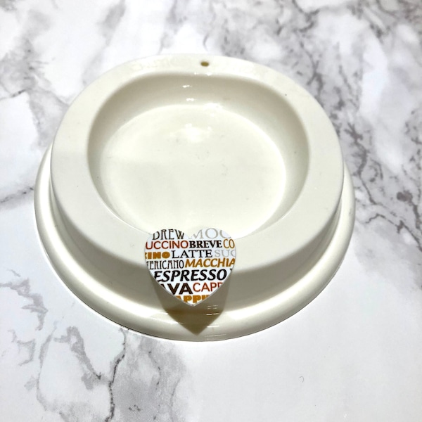 25 Coffee themed heart caps- Coffee lid hole stickers!