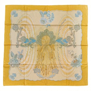 1 Rare Scarf 100% silk Hermés &quot;Doigts de Fée&quot; - vintage original Hermes scarf - pure silk scarf - original Silk hermes scarf 2000 gold blue