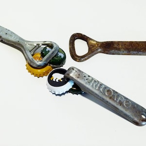 3 Steel bottle opener &#39;50s made in Italy - rustic corkscrew - vintage bottle opener - vintage home decor - Italian bottle opener