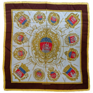 1 Rare Scarf 100% silk Hermés Les Armes de Paris - vintage original Hermes scarf - pure silk scarf - original hermes scarf &#39;50 sea ship