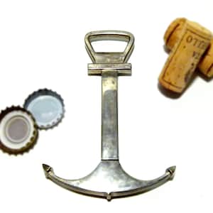 1 Vintage anchor brass bottle opener and corkscrew 50s - vintage corkscrew - vintage bottle opener - anchor corkscrew - anchor bottle opener