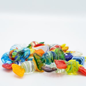 18 Handmade glass coloured candies made in Murano - original Murano glass candies - handmade glass candies - Venice colored little candies