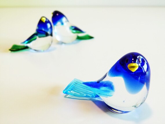 3 Petits Oiseaux En Verre Soufflé Vert Et Bleu De Murano 80s Art Du Verre Verre De Murano Verre Italien Animaux En Verre Enfants