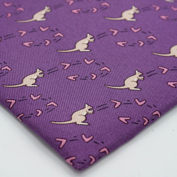 1 Tie 100% silk Hermès purple/pink 7994 EA - pure silk tie Hermes - Kangaroos boomerang purple tie - original Hermes tie - purple tie hermes