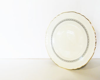 1 Porcelain white plate with black decoration and  pure gold border Richard Ginori '40s - vintage plate - home decor - vintage made in Italy