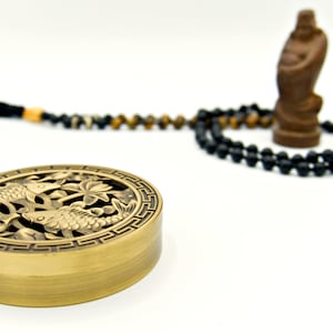 1 Brass ethnic jewelry box incense holder - eastern lacustrine jewelry box - ethnic asian incense holder - koi carp - crane - butterfly