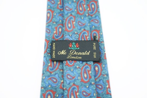 1 Blue tie 100% silk McDonald London - pure silk … - image 5