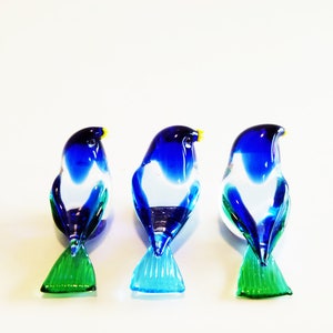 3 Hand-blown glass little birds made in Murano in the '80s glass art blown glass art home decor nursery decor easter image 2