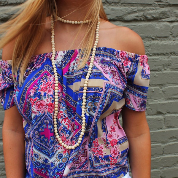 SOLD OUT*** wooden beaded wrap necklace, long beaded necklace, choker necklace, boho necklace, double wrap necklace, mala necklace