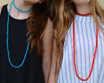 SOLD OUT*** beaded wrap necklace - turquoise and red