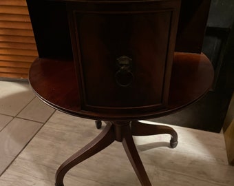Pick Your Color Free Paint Beacon Hill Collection Mahogany Spinner 2 Tier Round Drum Table 1930’s! #BV