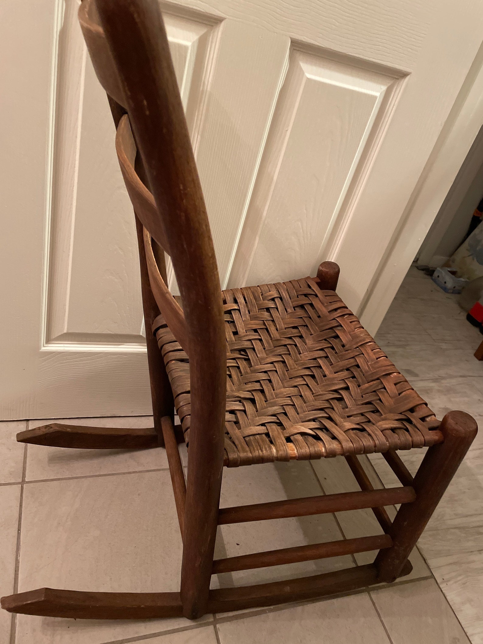 Rocking Chair Wooden Original Reed Seat Antique Late 1800s Etsy