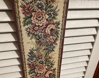 Antique Victorian Style Hand Loomed Sewn Tapestry Floral Bell Pull 54”! #BV