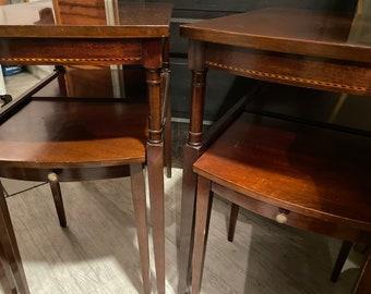 Pair Mersman Mahogany 7152 Double Pullout End Side Nightstands Tables Extremely Rare! #BV