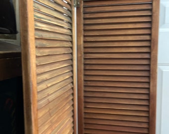 Two Panel Farmhouse Wooden Rustic Divider Door Window Vintage Shutters! #BV