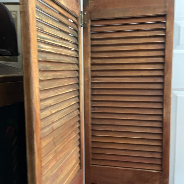 Two Panel Farmhouse Wooden Rustic Divider Door Window Vintage Shutters! #BV