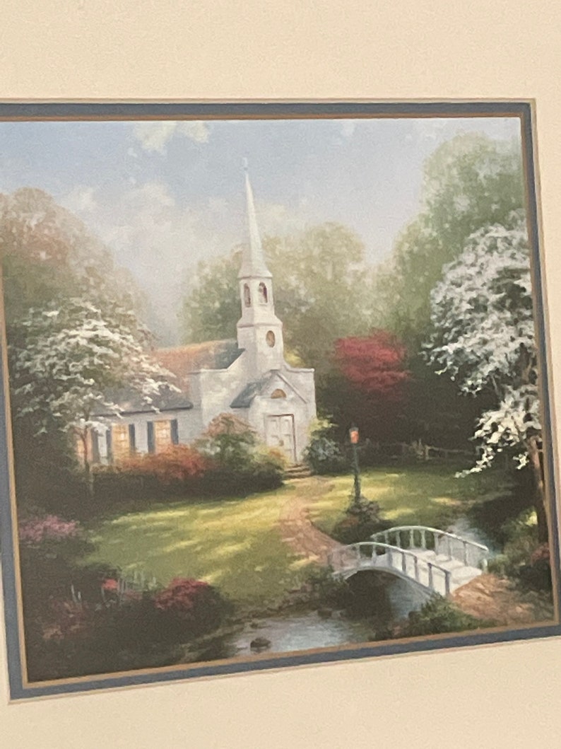 Thomas Kinkade Hometown Chapel Certified Issue Lithograph With COA 1999  With Matting Cover! #BV - lavozdelcampo.com.mx