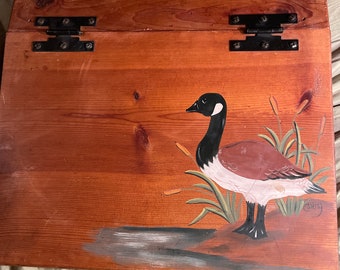 Handmade Goose Painted Wood Lap Desk, Portable Writing Station